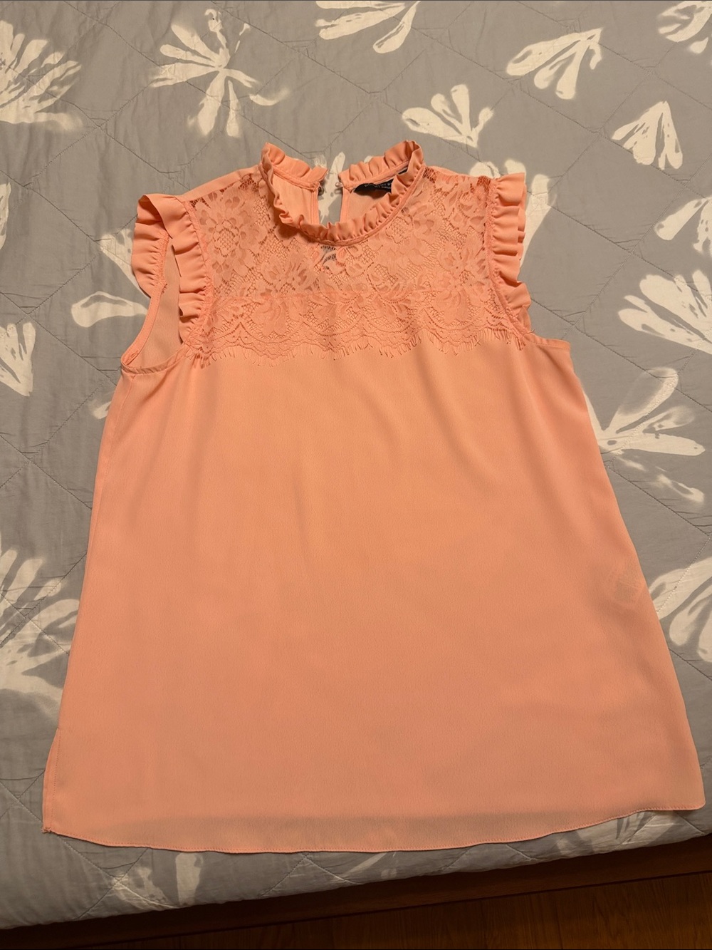 Dorothy Perkins Peach Lace Yoke Ruffle Trim Sleeveless Camisole